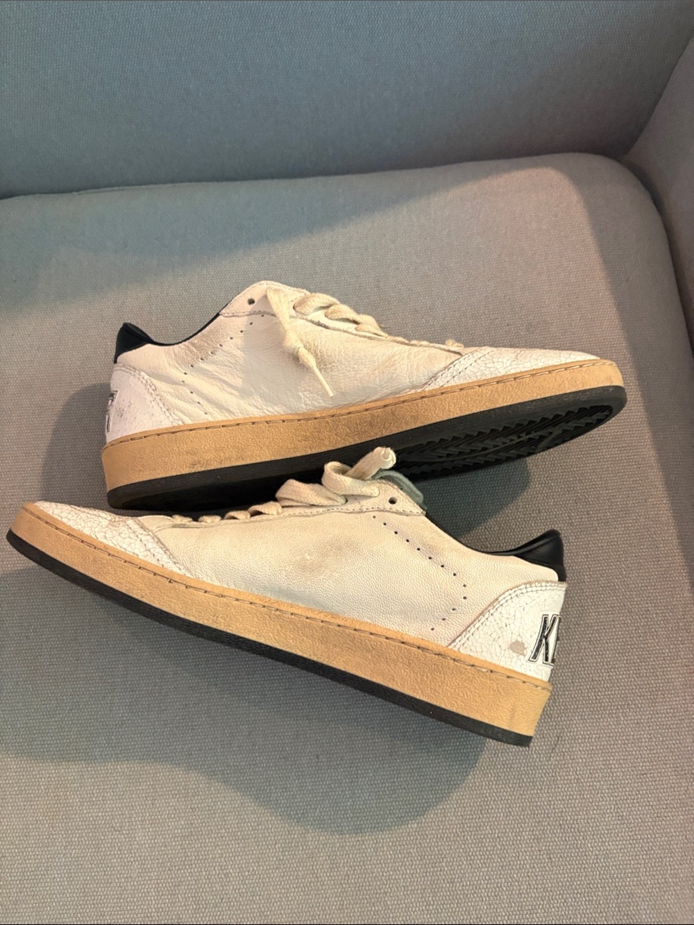 Golden Goose Women Cream and Black Star Sneakers - Picture 4 of 10